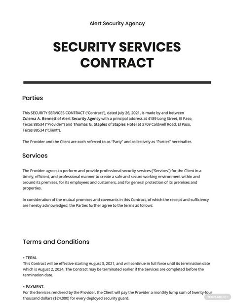 Security Contract Template