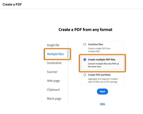 Select a File in Adobe Acrobat Create PDF