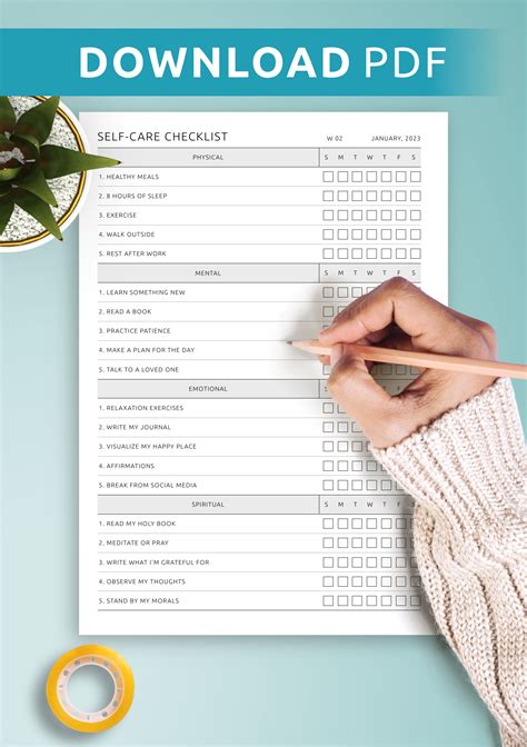 Self Care Checklist Template