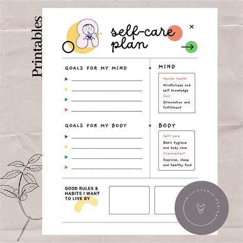 Self Care Plan Templates