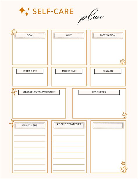 Self-care Plan Template