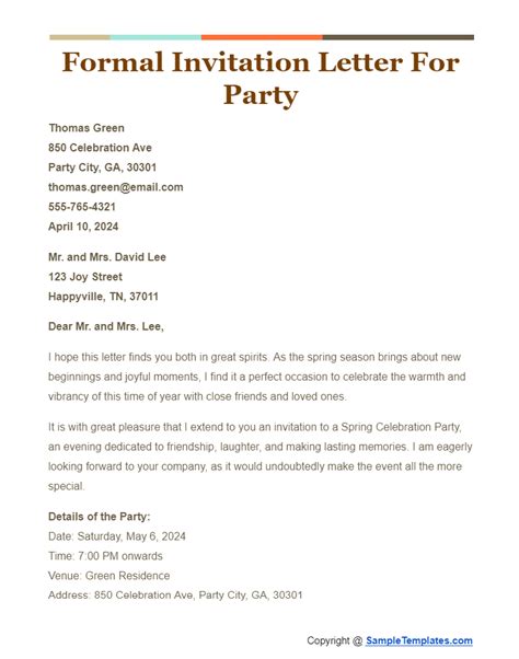 Semi-Formal Invitation Example