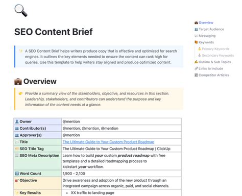 Seo Content Brief Template