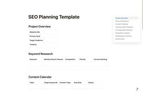 Seo Planning Template