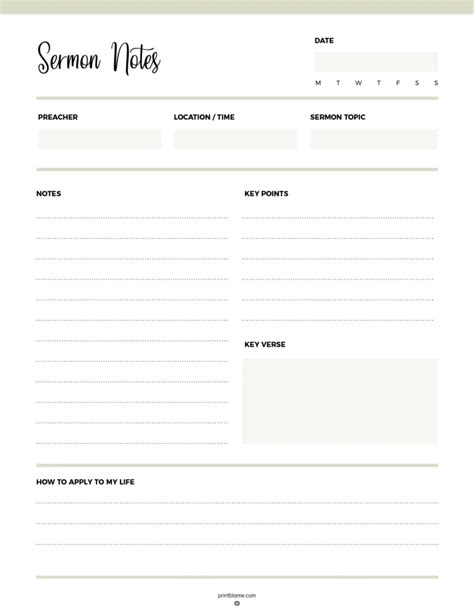 Sermon Notes Template