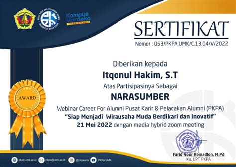 Sertifikat Narasumber