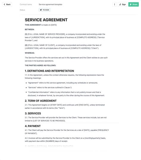 Service Agreement Template Word