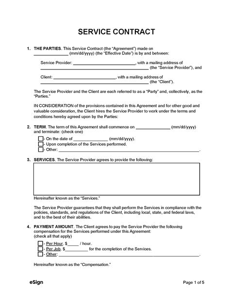 Service Contract Agreement Template