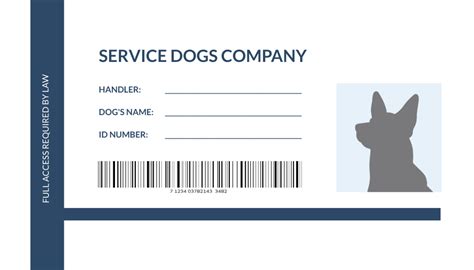 Service Dog Id Card Template Free Download Word