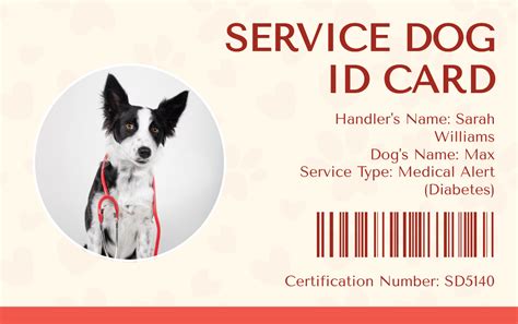 Service Dog Identification Card Template