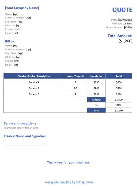 Services Quote Template