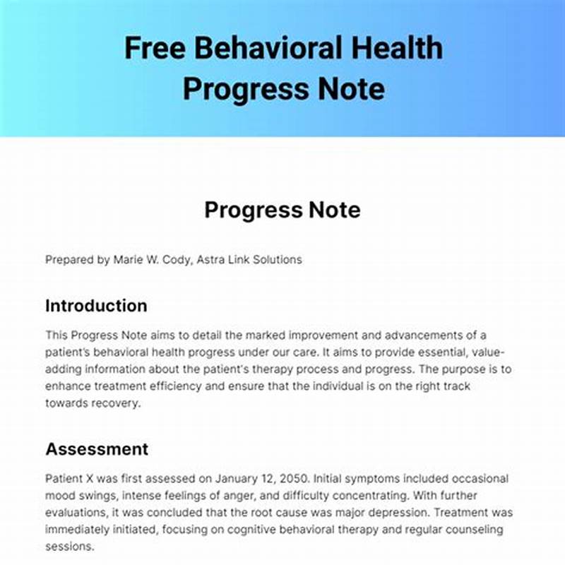 Session Note Template For Behavioral Health