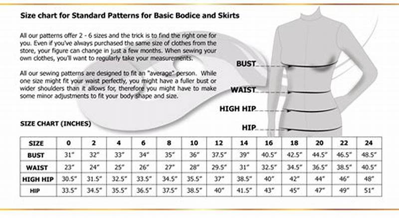 Sewing Pattern Size Chart