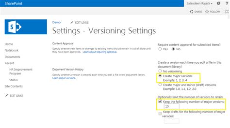 SharePoint Versioning