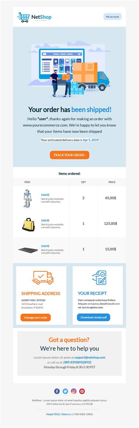 Shipping Confirmation Email Template Free