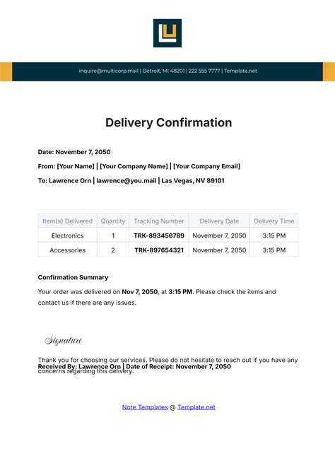 Shipping Confirmation Template