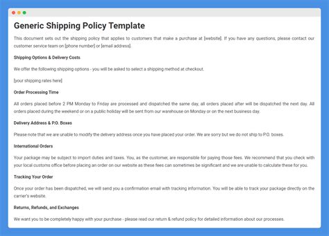 Shipping Policy Template Free