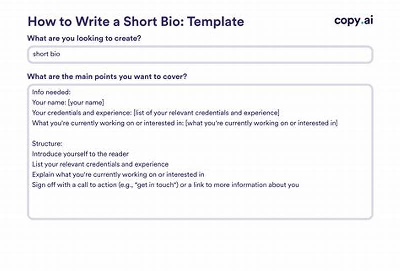 Short Bio Template Examples