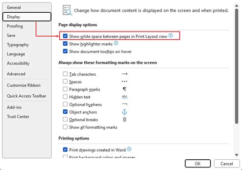 Show white space between pages