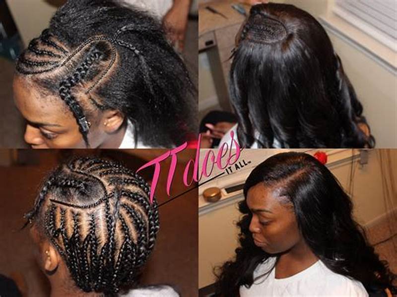 Side Part Sew In Braid Pattern