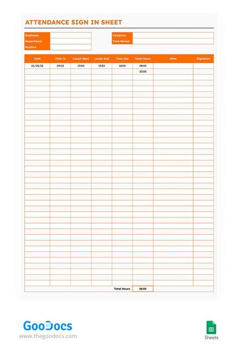 Sign Up Sheet Template Google Sheets