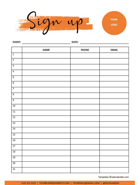 Signup Sheet Template Google Docs