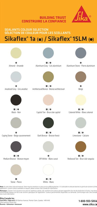Sika Caulking Color Chart