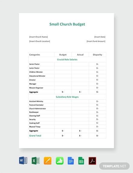 Simple Church Budget Template