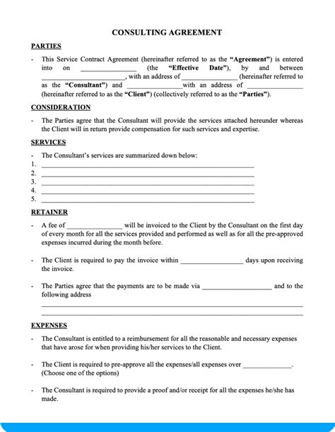 Simple Consulting Contract Template Word