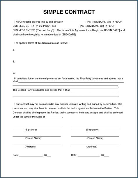 Simple Contract Agreement Template