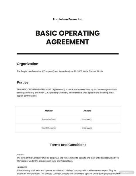 Simple Operating Agreement Template