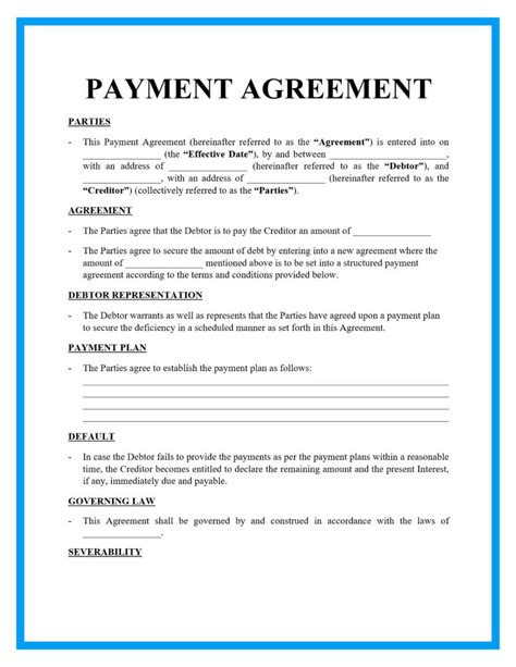 Simple Payment Contract Template