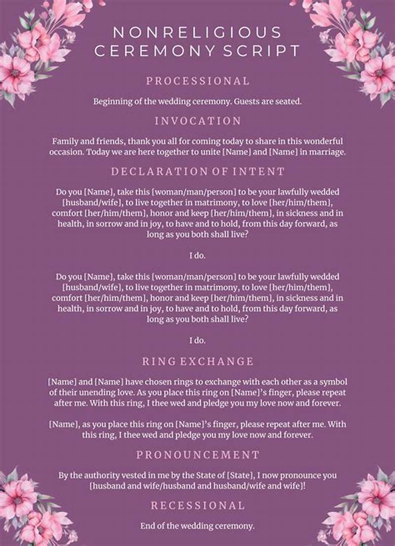 Simple Wedding Ceremony Script Printable