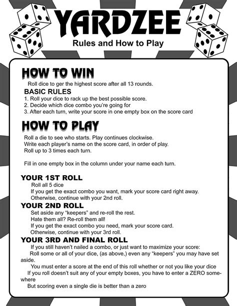 Simple Yahtzee Rules Printable