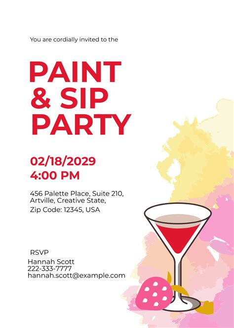 Sip And Paint Invitation Template Free