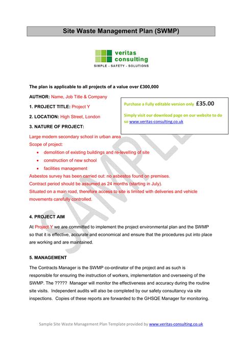 Site Waste Management Plan Template Word