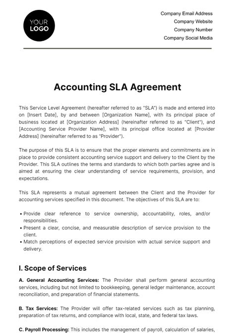 Sla Agreement Template