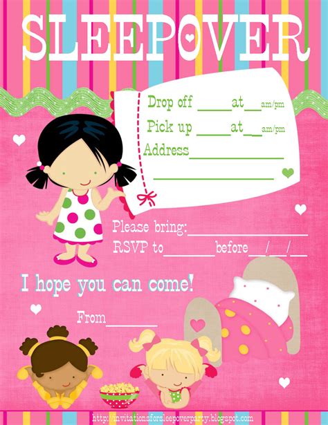 Sleepover Party Invites Printable