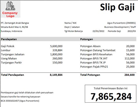 Slip Gaji - Potongan
