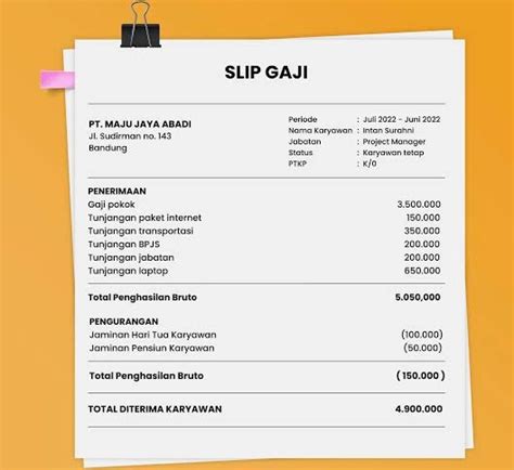 Slip Gaji Example