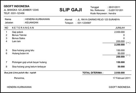 Slip Gaji Sales Manager