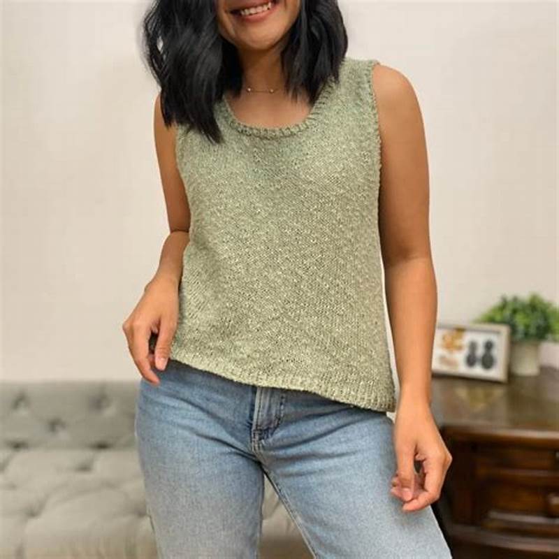 Small Button High Neck Knit Tank Pattern