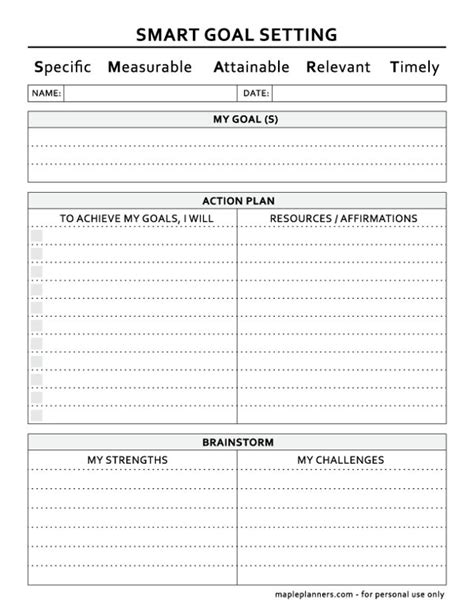 Smart Goal Setting Template
