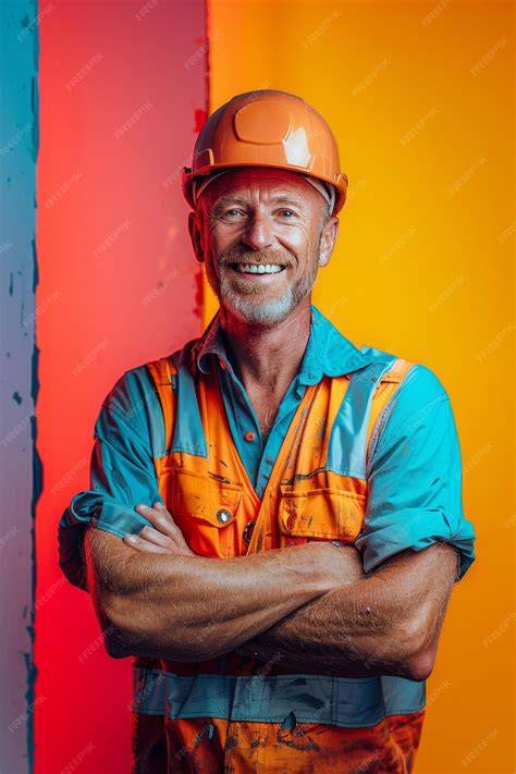 Smiling worker with safety gear