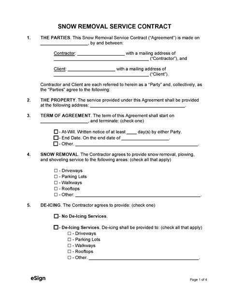 Snow Clearing Contract Template