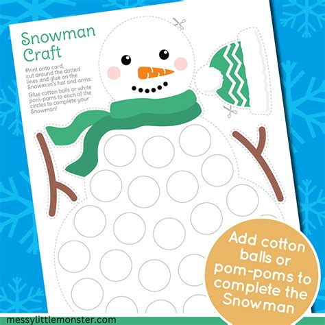 Snowman Template For Cotton Balls