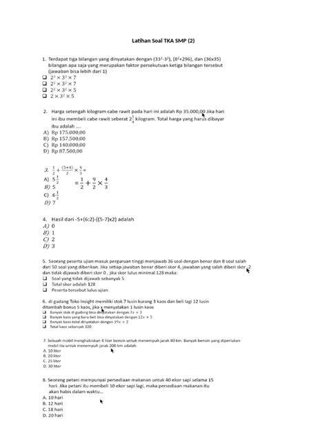 Soal TKA SMP