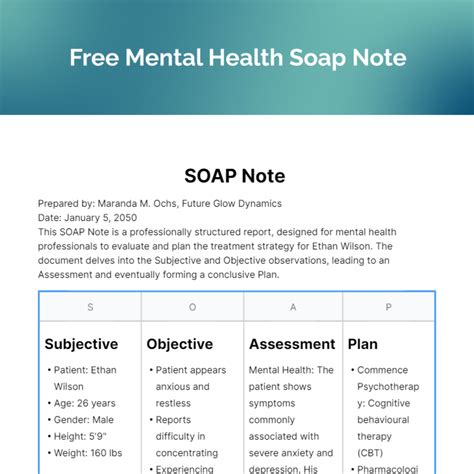 Soap Note Template Mental Health