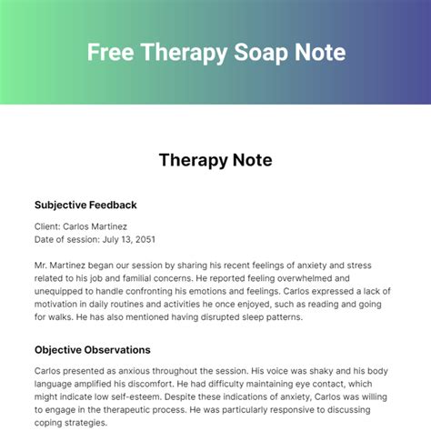 Soap Therapy Note Template
