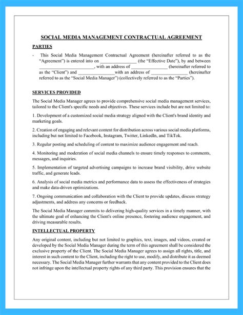 Social Media Manager Contract Template